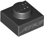 LEGO Platten (bedruckt) - 1 x 1 mit Jesko Logo (Schwarz)