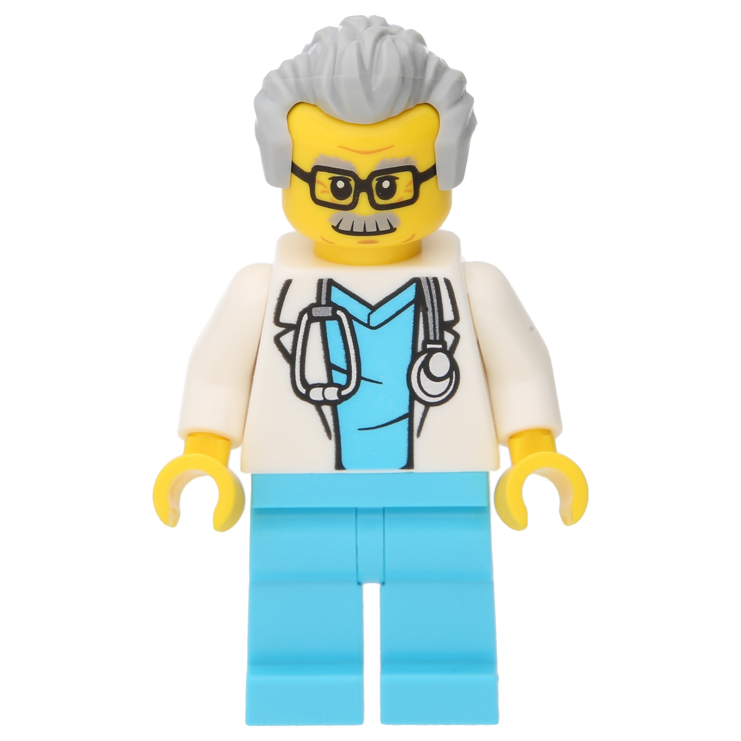 LEGO City Minifigur - Arzt mit Stethoskop und Brille (hellgraue Haare)